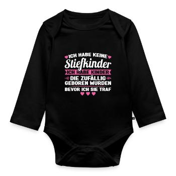 Stiefvater Stiefvater Stiefpapa Geschenk - Baby Bio-Langarm-Body - Schwarz - Vorne