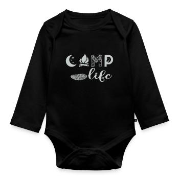 Camp live - Organic Longsleeve Baby Bodysuit - black - Front
