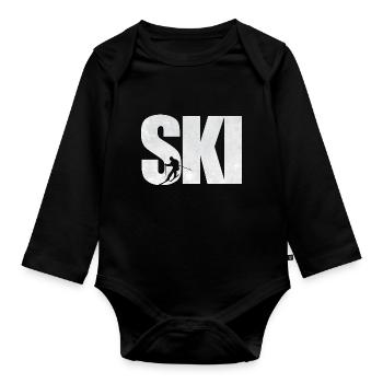 SKI - Organic Longsleeve Baby Bodysuit - black - Front