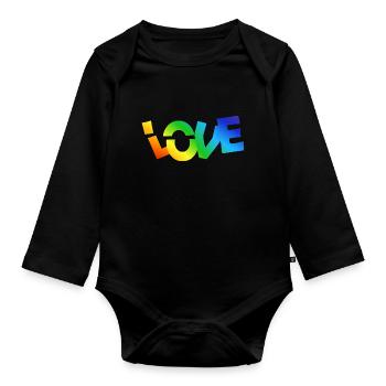 LOVE - Organic Longsleeve Baby Bodysuit - black - Front