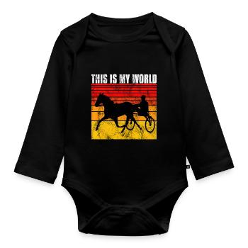 This is my World Trabrennen Trabreiten Retro - Baby Bio-Langarm-Body - Schwarz - Vorne