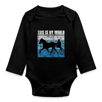 This is my World Trabrennen Trabreiten Retro - Baby Bio-Langarm-Body - Schwarz - Vorne