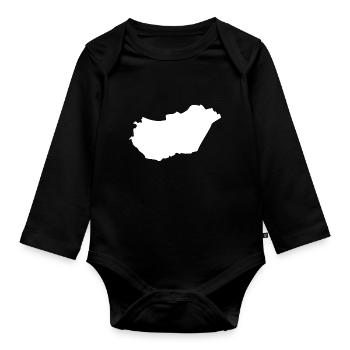 Hongrie carte drapeau - Body Bébé bio manches longues - noir - Devant
