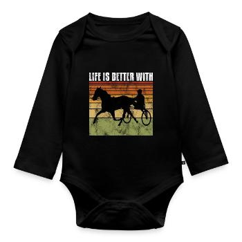 La vie est meilleure avec Harness Racing Trotting Trot - Body Bébé bio manches longues - noir - Devant
