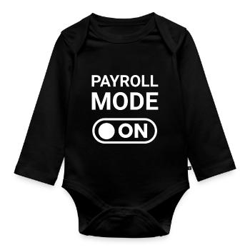 Payroll Mode ON - Organic Longsleeve Baby Bodysuit - black - Front