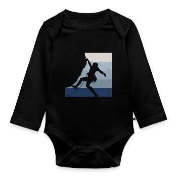 Retro Graphic Climbing Bouldering Rock Climber Mou - Baby Bio-Langarm-Body - Schwarz - Vorne