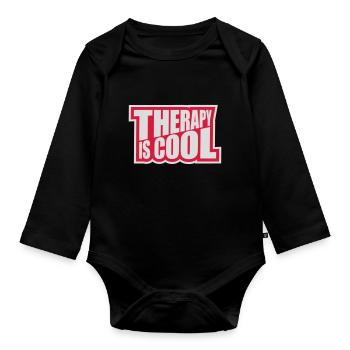 therapy is cool Quote - Organic Longsleeve Baby Bodysuit - black - Front