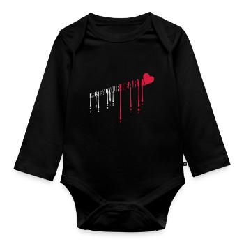 mr steal your heart - Organic Longsleeve Baby Bodysuit - black - Front