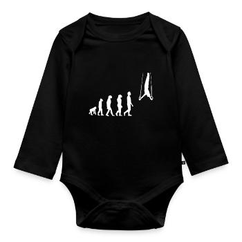 Evolution gymnastics rings - Organic Longsleeve Baby Bodysuit - black - Front