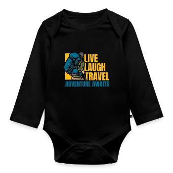 Live Laugh Travel Adventure Awaits - Organic Longsleeve Baby Bodysuit - black - Front