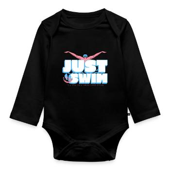 Just Swim, it's the only importent thing - Organic Longsleeve Baby Bodysuit - black - Front