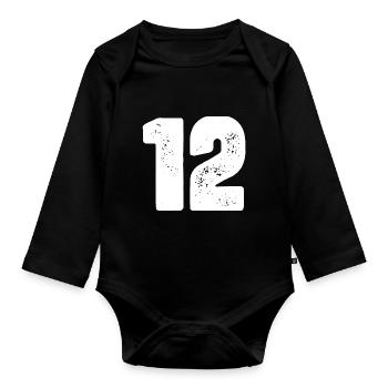 Maillot 12 Numéro - Body Bébé bio manches longues - noir - Devant