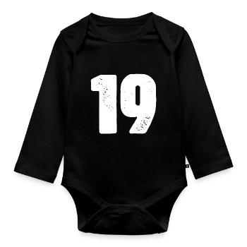 Maillot 19 Numéro - Body Bébé bio manches longues - noir - Devant
