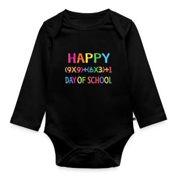100 Days to Get Smarter In everything - Organic Longsleeve Baby Bodysuit - black - Front