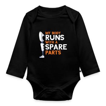 Artificial Limb Design for Prosthetic Leg - Organic Longsleeve Baby Bodysuit - black - Front