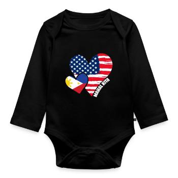 Awesome Mahal Kita Filipino American Hearts - Organic Longsleeve Baby Bodysuit - black - Front