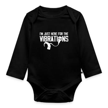 I'm Just Here for Vibrations | Deaf Pride - Baby Bio-Langarm-Body - Schwarz - Vorne