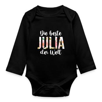 Vorname Julia - Baby Bio-Langarm-Body - Schwarz - Vorne