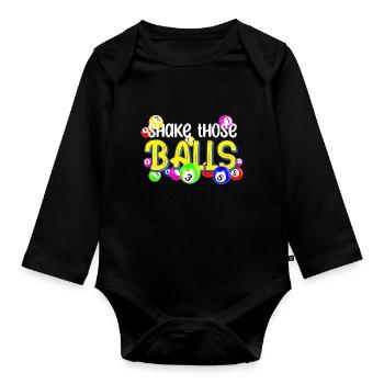 Shake Those Balls | Bingo - Baby Bio-Langarm-Body - Schwarz - Vorne