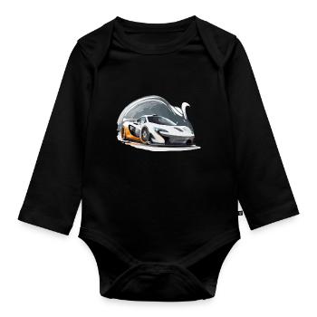 Der Sportwagen - Baby Bio-Langarm-Body - Schwarz - Vorne