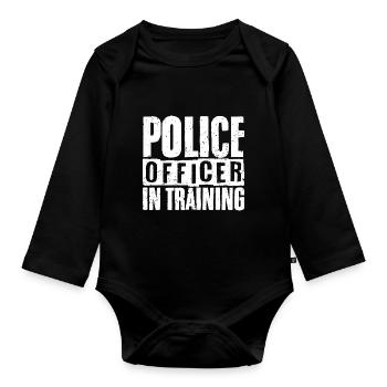 Police Officer In Training A Future Cop - Organic Longsleeve Baby Bodysuit - black - Front