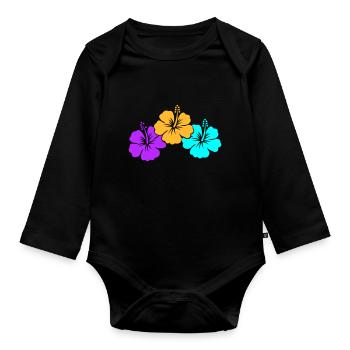 hibiscus - Organic Longsleeve Baby Bodysuit - black - Front