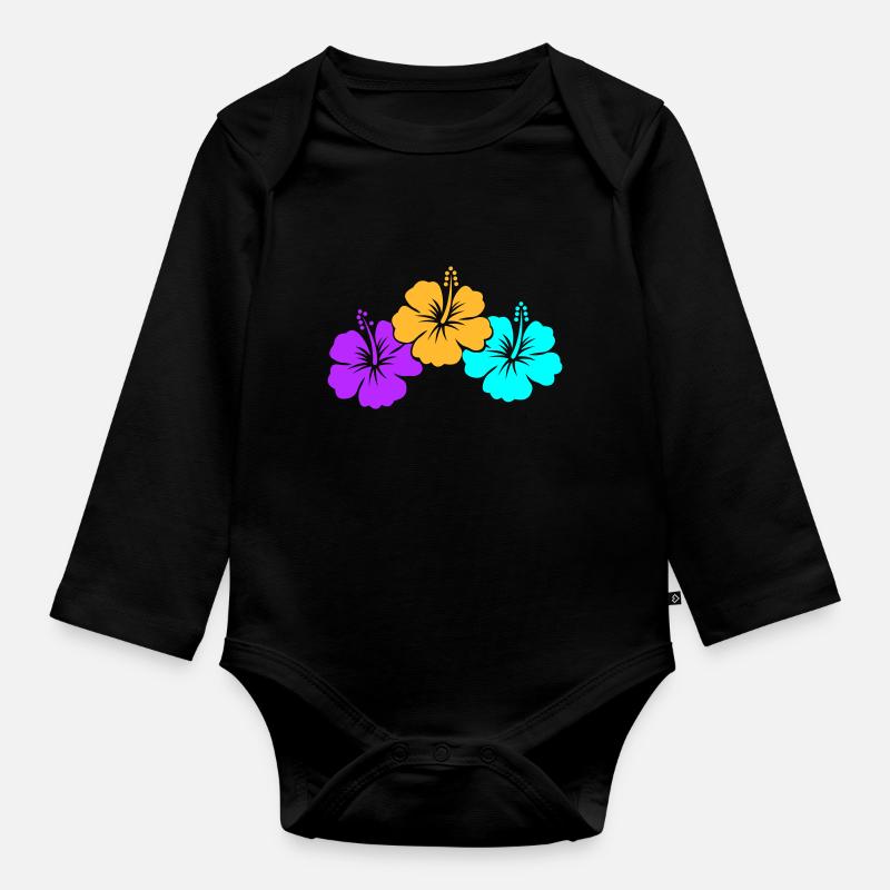 hibiscus - Body Bébé bio manches longues - noir