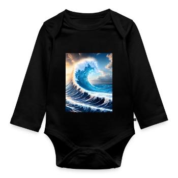 Big Wave #001 - Baby Bio-Langarm-Body - Schwarz - Vorne