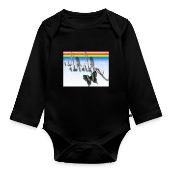 tibetische Calligraphy Schmetterling Design - Baby Bio-Langarm-Body - Schwarz - Vorne
