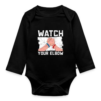 Pass auf deinen Ellbogen auf Arm Wrestling Arm Wre - Baby Bio-Langarm-Body - Schwarz - Vorne