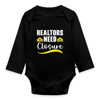 Les agents immobiliers ont besoin d’un agent immobilier de fermeture - Body Bébé bio manches longues - noir - Devant