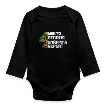 Bonsai tree design for bonsai beginner lovers - Organic Longsleeve Baby Bodysuit - black - Front