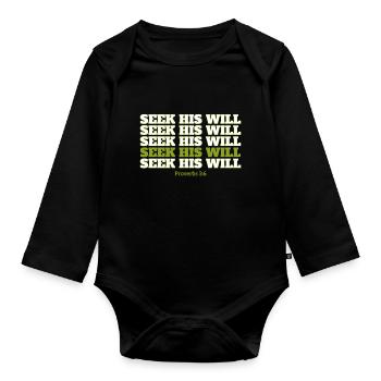 Suche nach seinem Willen - Baby Bio-Langarm-Body - Schwarz - Vorne