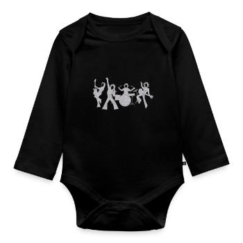 LETS ROCK, GROUPE DE ROCK MUSICIEN T-SHIRT MUSICAL - Body Bébé bio manches longues - noir - Devant