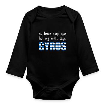 Mon cœur dit Gyros - Body Bébé bio manches longues - noir - Devant