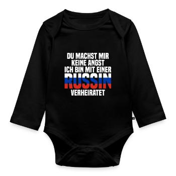 Du machst mir Keine Angst ich bin mit einer Russin - Baby Bio-Langarm-Body - Schwarz - Vorne