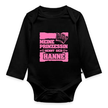 Mädchenname Hanne - Baby Bio-Langarm-Body - Schwarz - Vorne