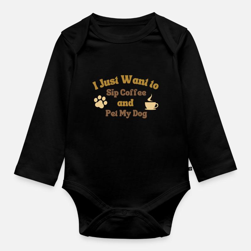 Tout ce dont j’ai besoin, c’est de café et de mon chien - Body Bébé bio manches longues - noir