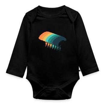 Vintage-Fallschirm - Baby Bio-Langarm-Body - Schwarz - Vorne