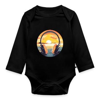 VINTAGE RAVE TECHNO DESIGN - Baby Bio-Langarm-Body - Schwarz - Vorne