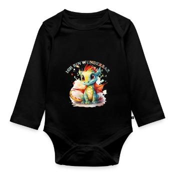 Ich bin wunderbar Drache - Baby Bio-Langarm-Body - Schwarz - Vorne