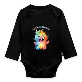 Kleines Monster 5 - Baby Bio-Langarm-Body - Schwarz - Vorne