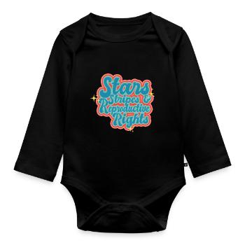 Star stripes and reproduction rights - Organic Longsleeve Baby Bodysuit - black - Front