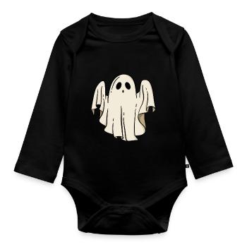 Geist Halloween - Baby Bio-Langarm-Body - Schwarz - Vorne