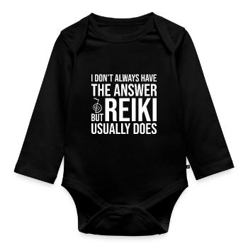 Reiki Achtsamkeit | Reikimeister Yoga Geschenkidee - Baby Bio-Langarm-Body - Schwarz - Vorne