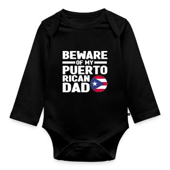 Puerto Rico | Puerto Ricaner Flagge Geschenkideen - Baby Bio-Langarm-Body - Schwarz - Vorne