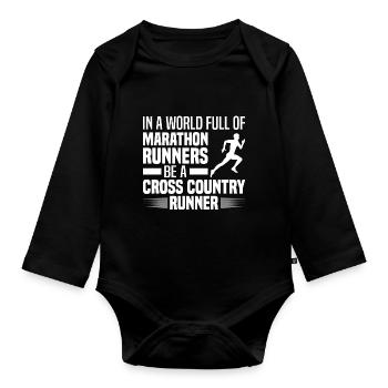 Crosslauf | Cross Country Läufer Berglauf Geschenk - Baby Bio-Langarm-Body - Schwarz - Vorne