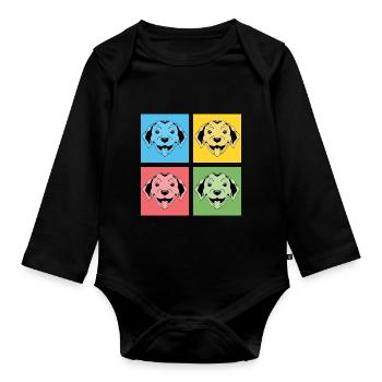 Hundefreund Hund Haustier Geschenk Pop Art Puggle - Baby Bio-Langarm-Body - Schwarz - Vorne