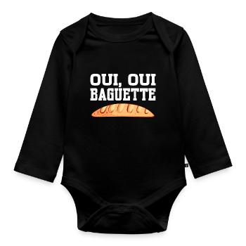 oui oui baguette Design pour un ventilateur baguette - Body Bébé bio manches longues - noir - Devant