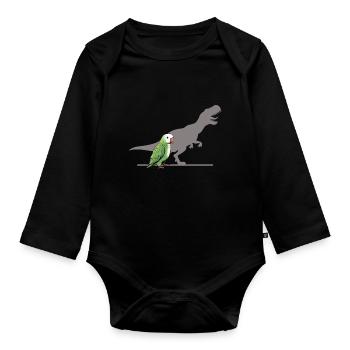 T-Rex shadow parrot - Baby Bio-Langarm-Body - Schwarz - Vorne